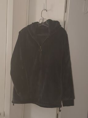 Green Hooded Half-Zip Pullover